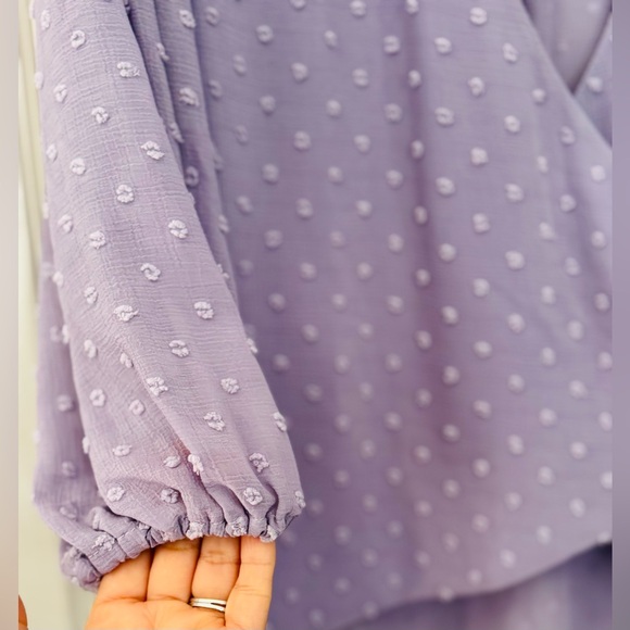 VERONICA M CHIFFON WRAP TOP lavender size medium - Picture 6 of 7